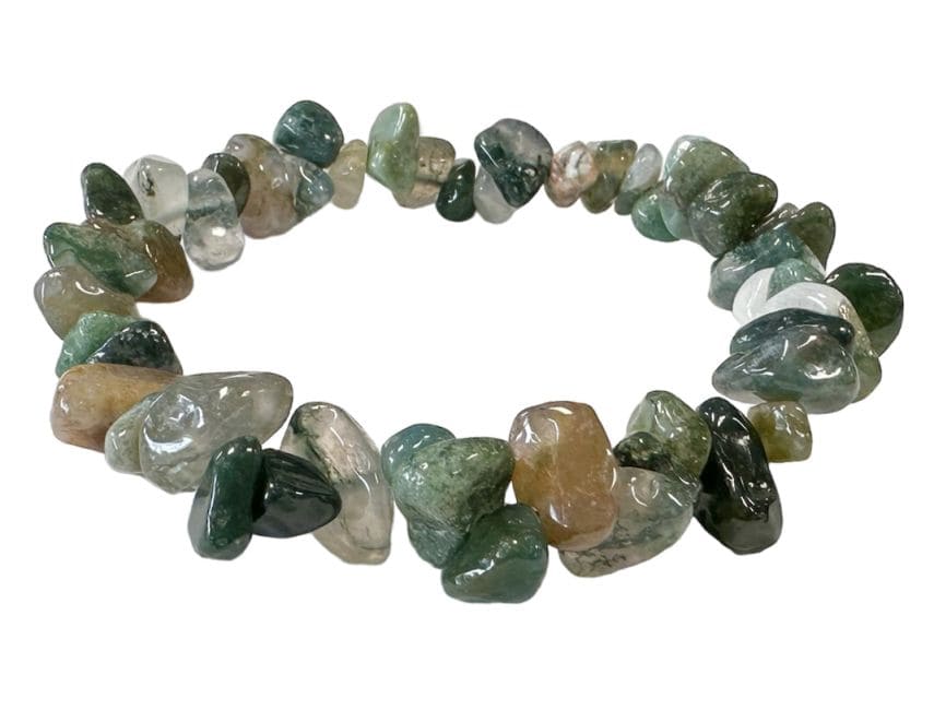 Moss Agate chips bracelet 18cm