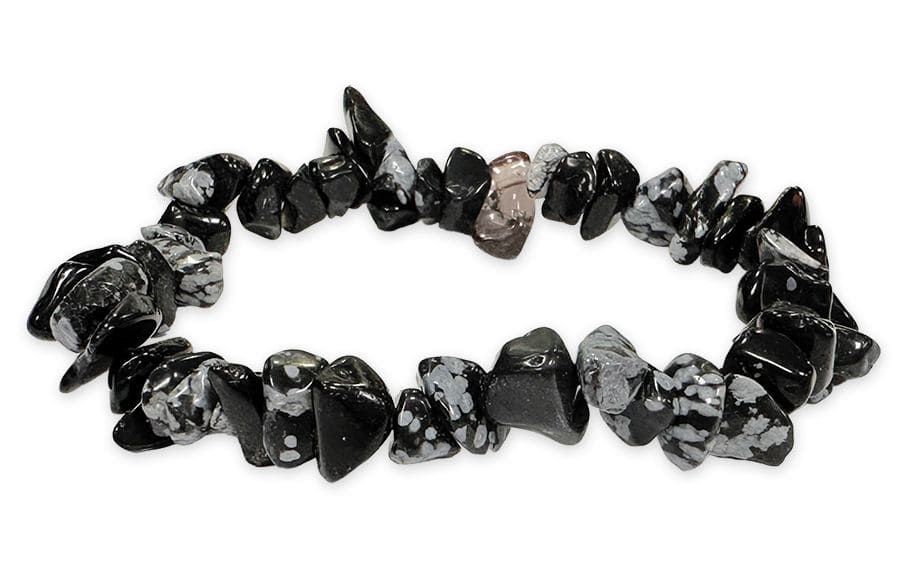 Obsidian Snowflake chips bracelet 19cm