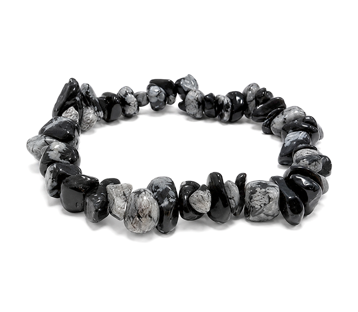Snowflake Obsidian Chips Bracelet A 5-8mm