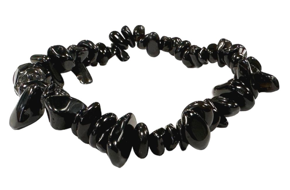 Black obsidian A chipstone bracelet 18cm