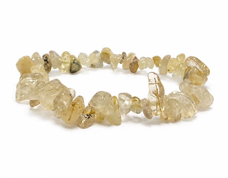 Rutilated Rock Crystal Quartz A Chip Bracelet 5-8mm