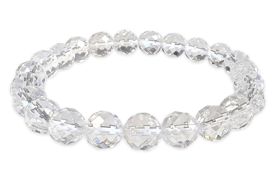 Faceted Rock Crystal bracelet AA beads 8mm