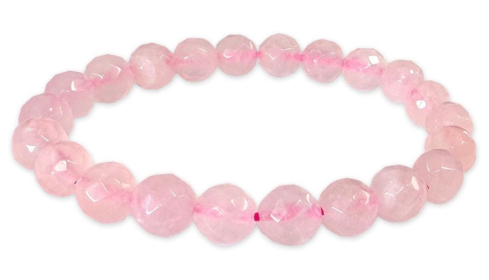 Bracelet Rose Quartz Faceted A pearls 8mm