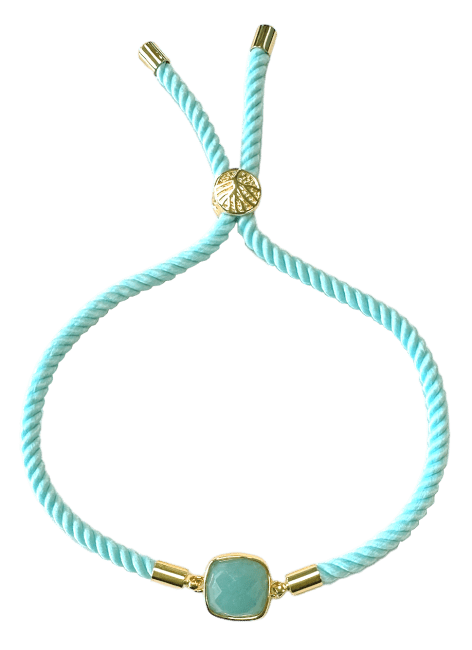 Faceted Square Amazonite Brass Rope Bracelet 11mm