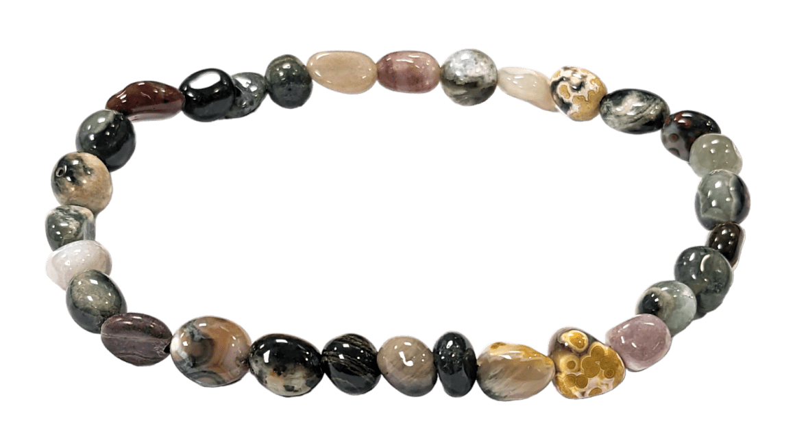 incense at Ocean Jasper bracelet A+ rolled stones