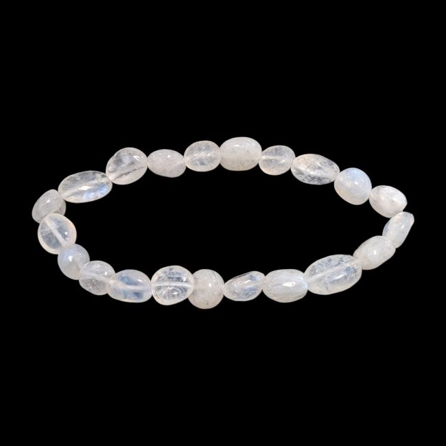 White Moonstone Peristerite Tumbled Stone Bracelet A+ 6-8mm