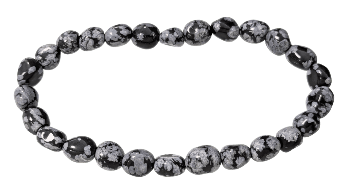 incense at Obsidian snowflake tumbled stones bracelet