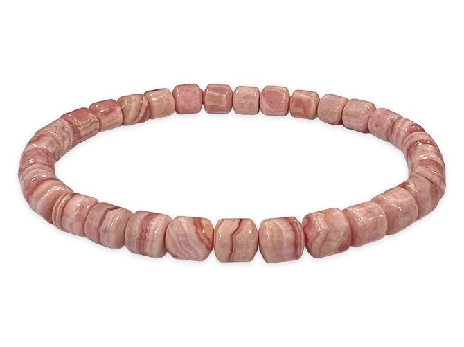 Argentinian Rhodochrosite bracelet barrel beads 5-6mm