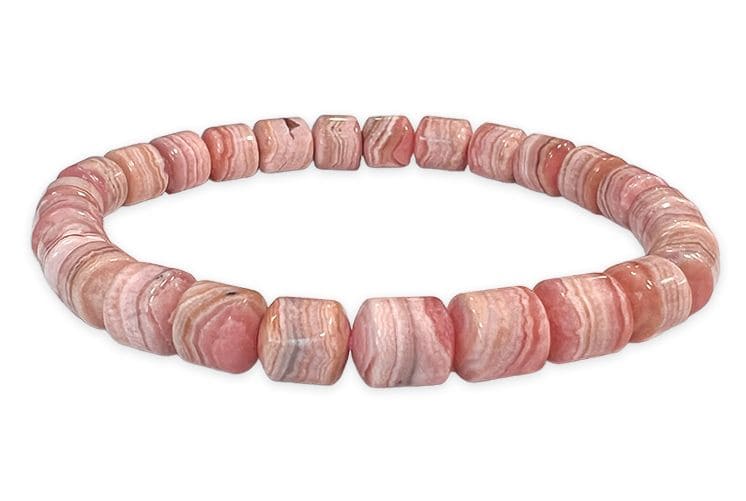 Argentinian Rhodochrosite bracelet barrel beads 6-7mm