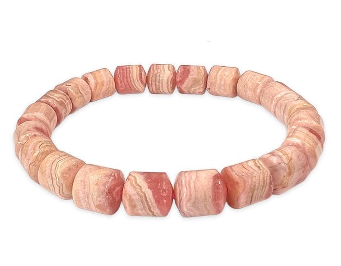 Argentinian Rhodochrosite bracelet barrel beads 7-8mm