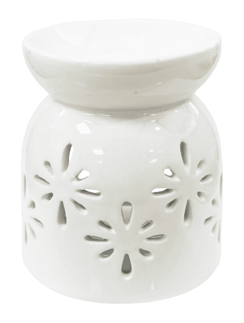 White Ceramic Oil Burner Openwork 8.5cm
