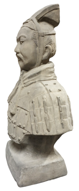 Black Warrior Bust Statue with Armor in Terracotta 50cm