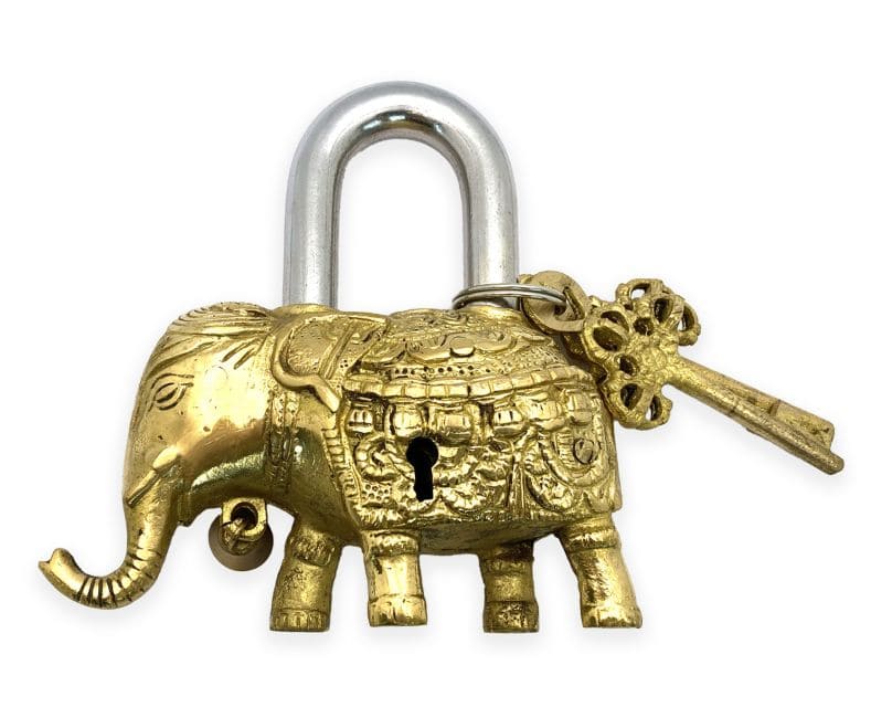 Brass Padlock - Elephant