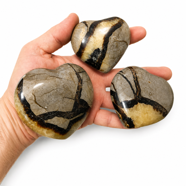 incense at Set of 3 Septaria Hearts 668g