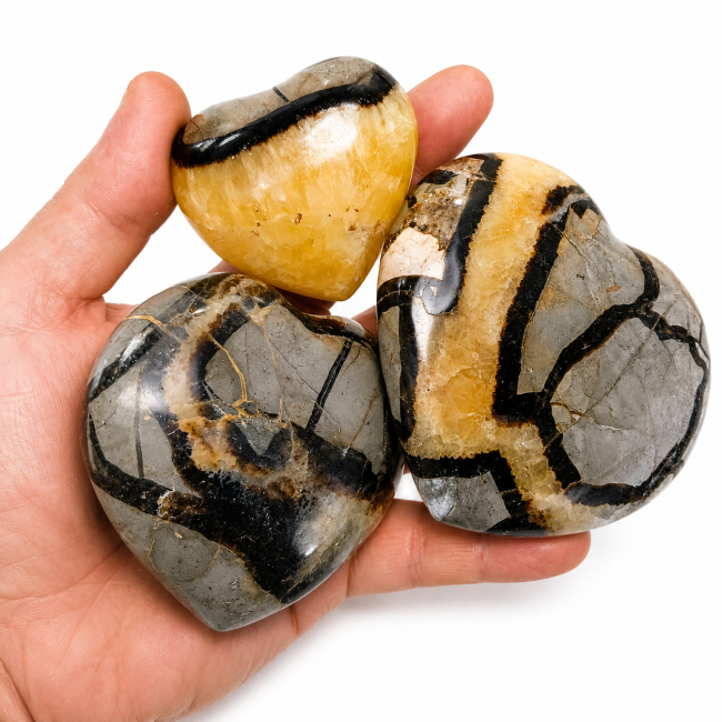incense at Set of 3 Septaria Hearts 1020g