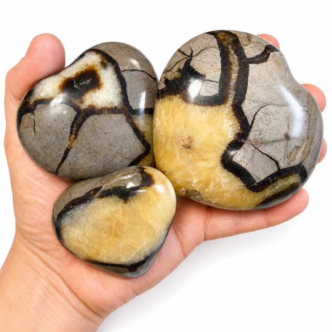 incense at Set of 3 Septaria Hearts 411g