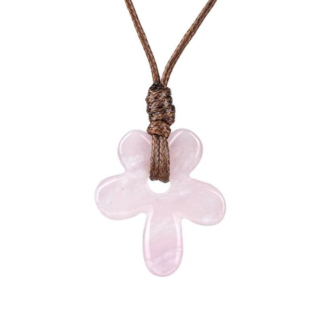 incense at Rose Quartz Flower Necklace