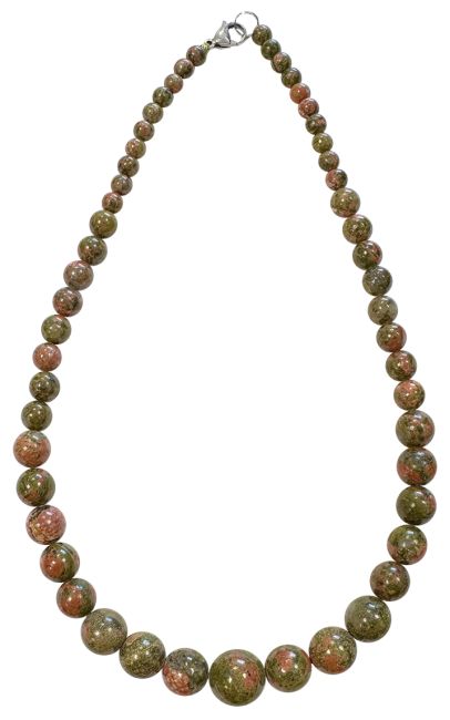 Unakite A Beads Drop Necklace 6-14mm 45cm