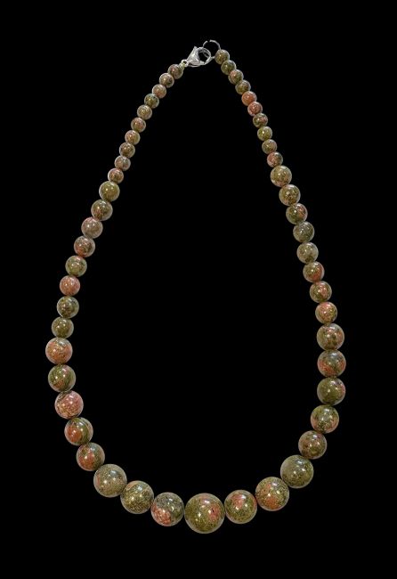 Unakite A Beads Drop Necklace 6-14mm 45cm