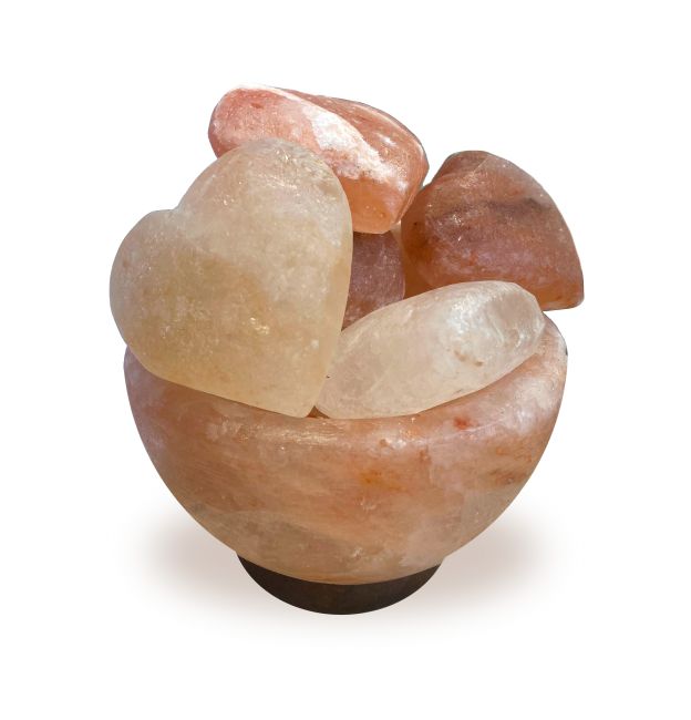 Himalayan Salt Lamp - Bowl with 8 hearts
