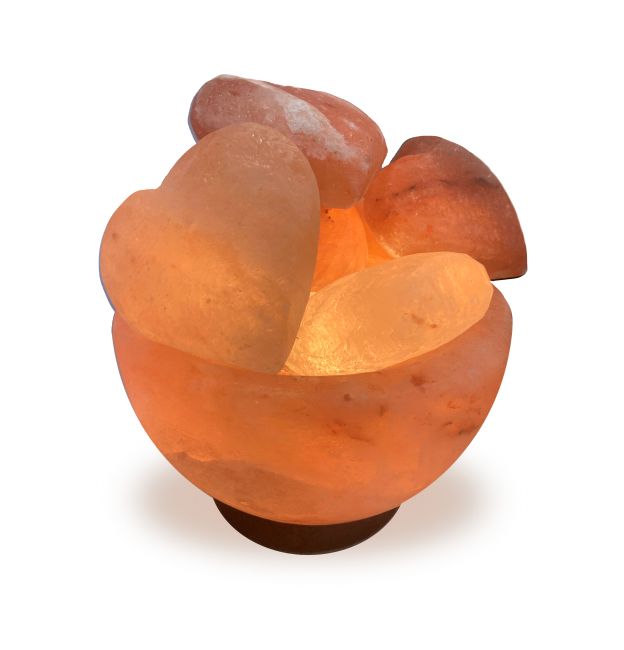 Himalayan Salt Lamp - Bowl with 8 hearts