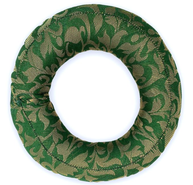 Green round cushion for singing bowl 15 cm