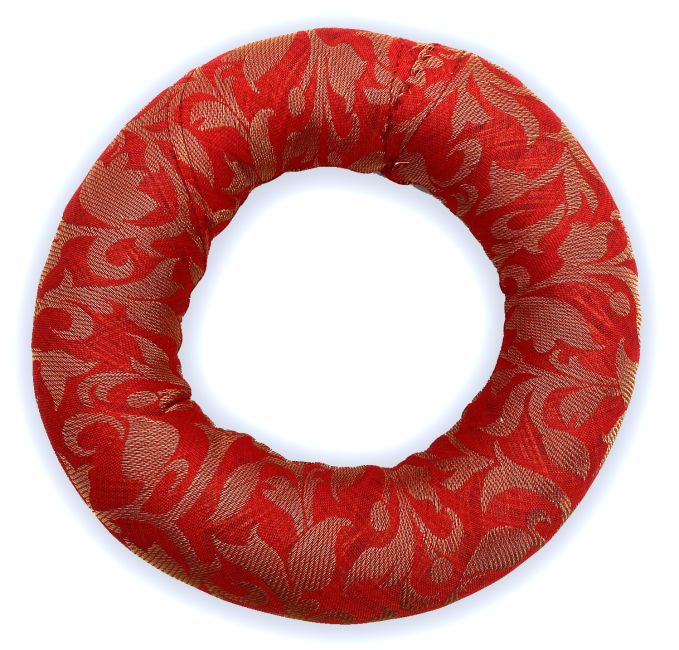 Red round cushion for singing bowl 15 cm