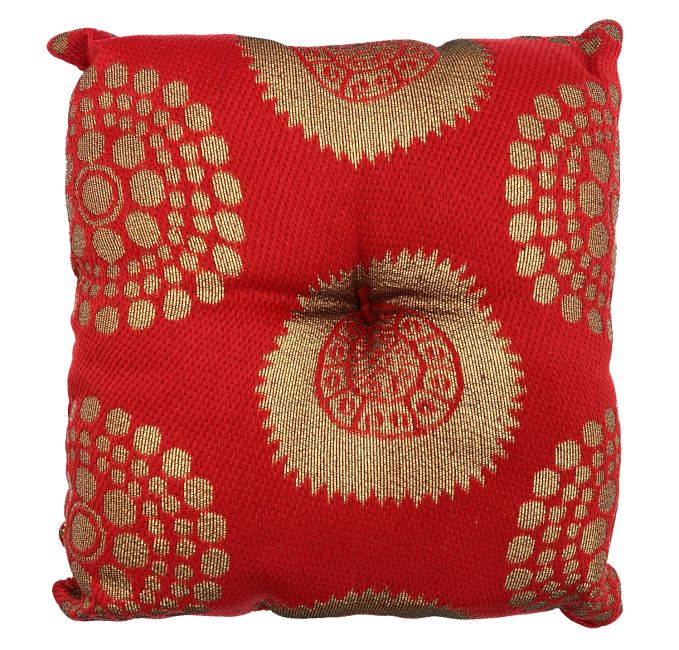Red square cushion for singing bowl 15 cm