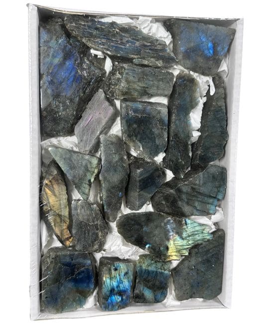 Pack of polished Labradorite druzes one side