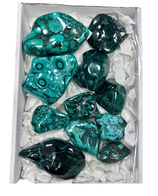 Pack of druses, Malachite polished one side