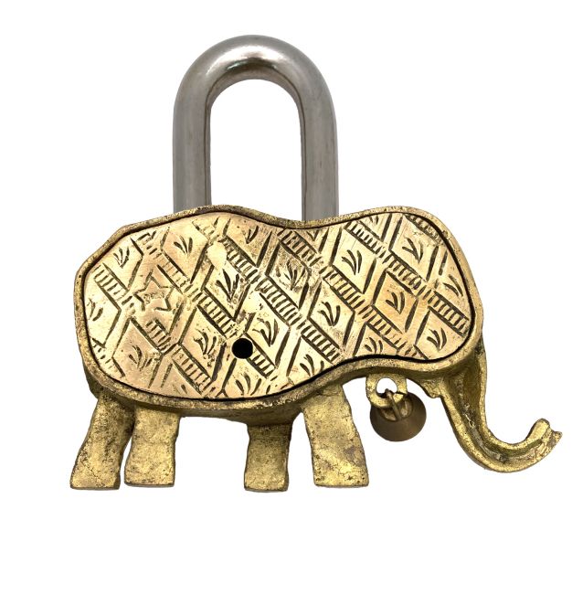Brass Padlock - Elephant