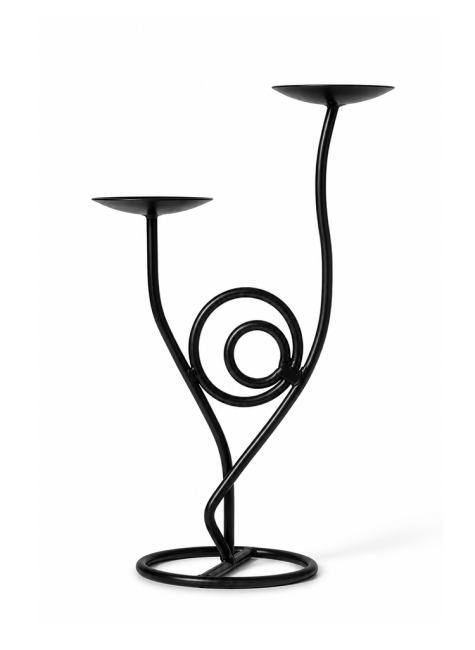 incense at Black Twisted Metal Double Candle Holder 28cm