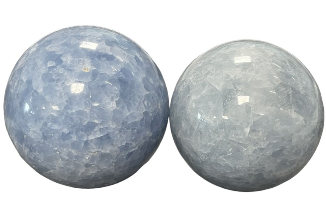 3 Polished Blue Calcite Spheres 1.342 k