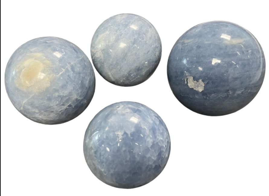 4 Polished Blue Calcite Spheres 1.668 k