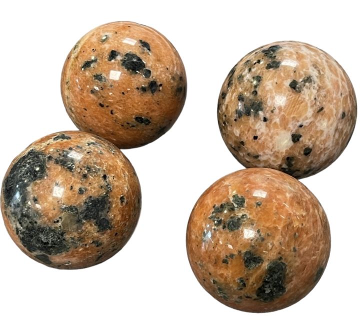 4 Polished Orange Calcite Spheres 1.790kg