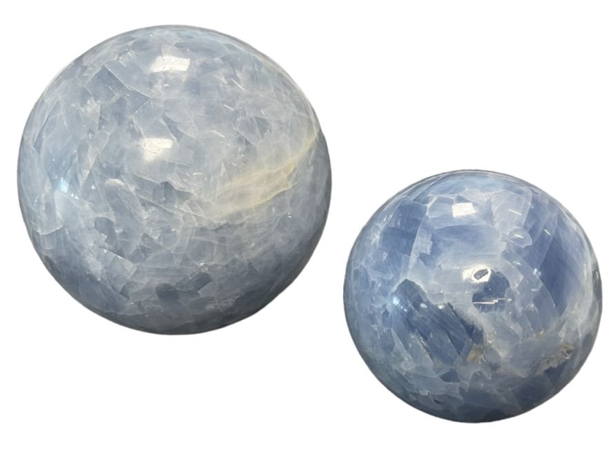 3 Blue Calcite Spheres polished 1.864k