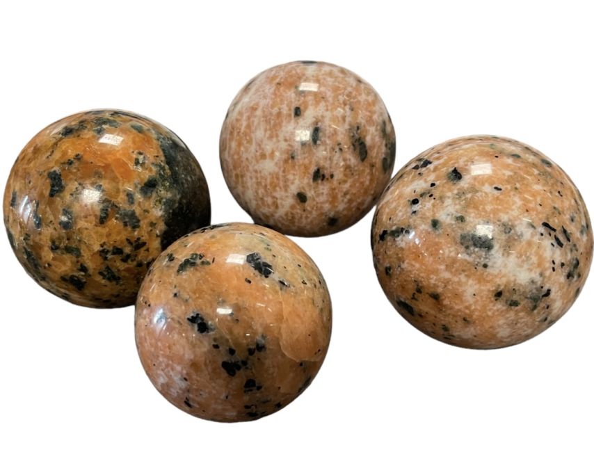 4 Polished Orange Calcite Spheres 2.129kg