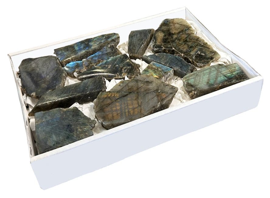 Pack of polished Labradorites one side 1400g