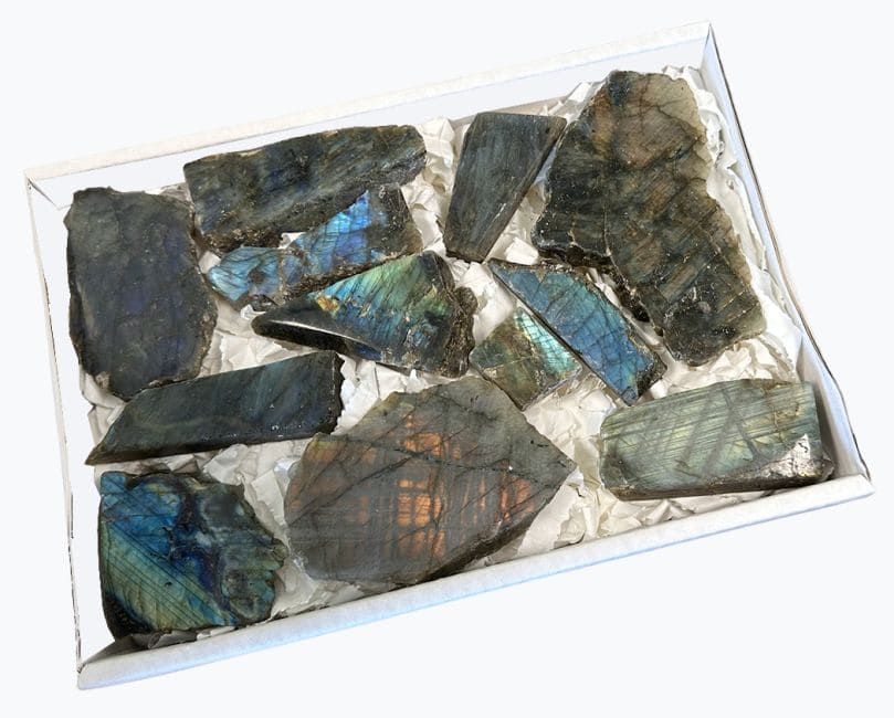 Pack of polished Labradorites one side 1400g