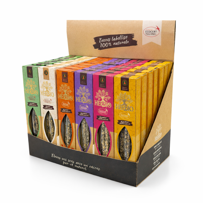 Ecocert Herbio Smudge Incense Display Stand, 36 pcs