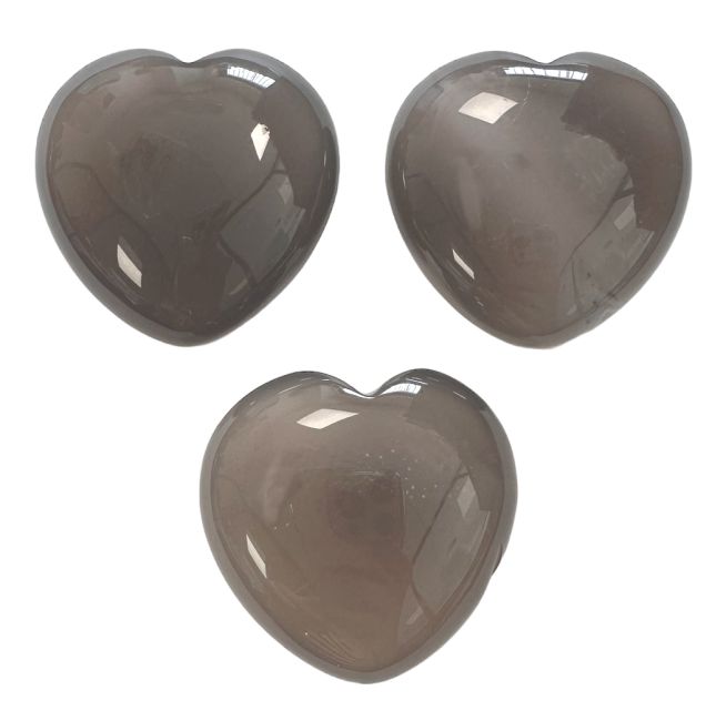 Gray Agate Heart 30mm x3
