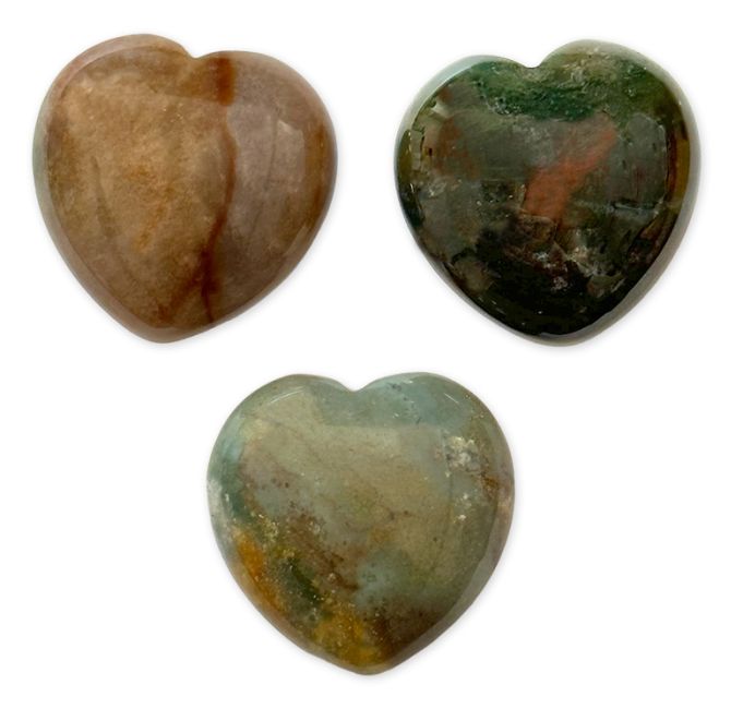 Indian Agate Heart 30mm x 3