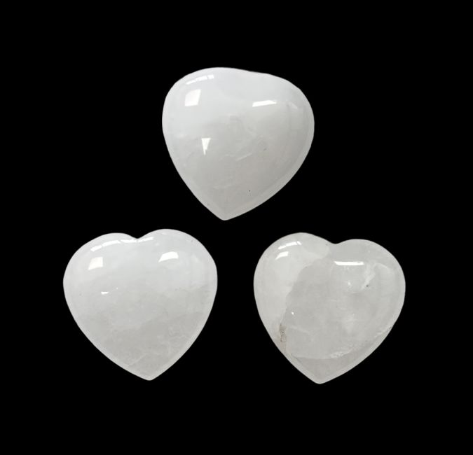 Rock crystal heart 30mm x 3