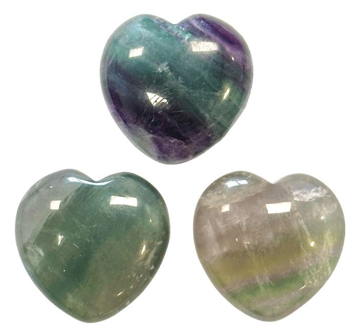 Multicolor Fluorite Heart A 30mm x3