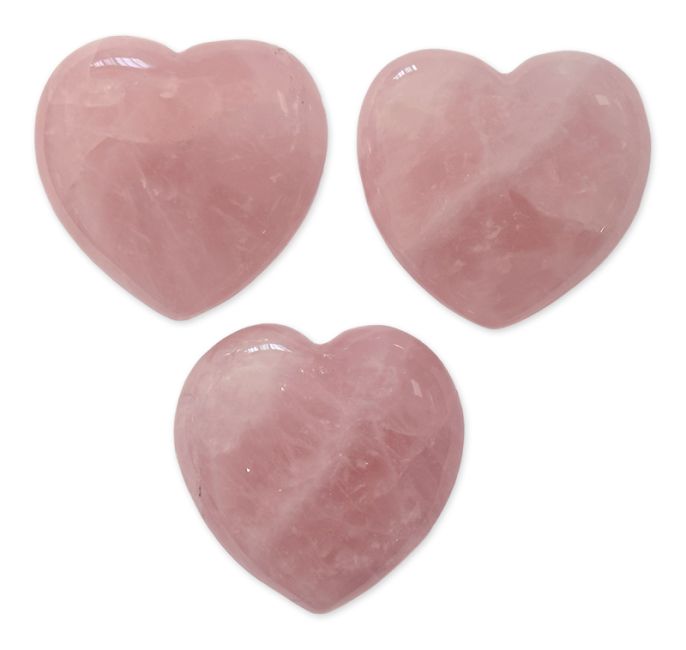 AA Rose Quartz Heart 40mm x 3