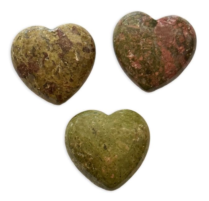 Unakite Heart 30mm x 3