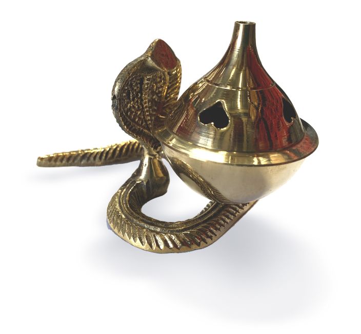 Incense burner brass cobra for resin incense 11cm