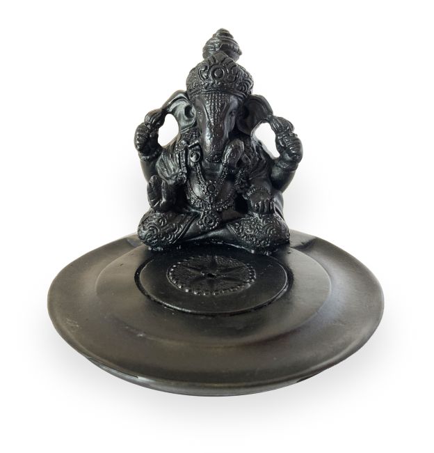 Round ganesh resin incense holder 9x7cm