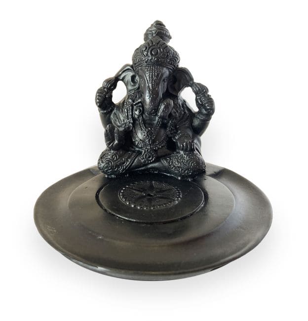 Round ganesh resin incense holder 9x7cm