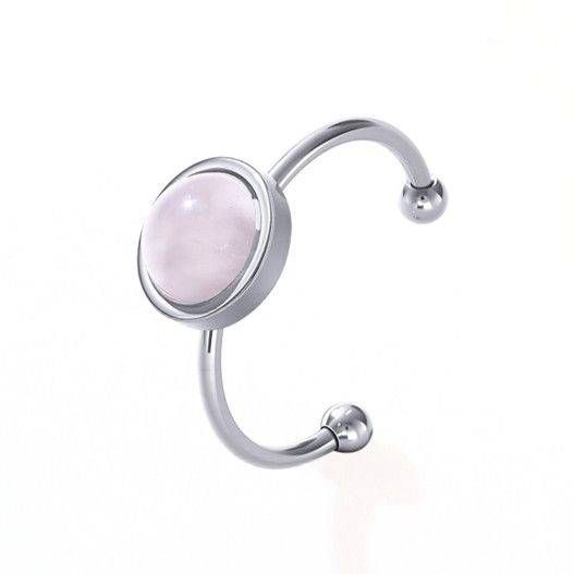 Rose Quartz Ring – Silver Stainless Steel